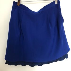 Club Monaco Blue Scalloped Miniskirt with Pockets